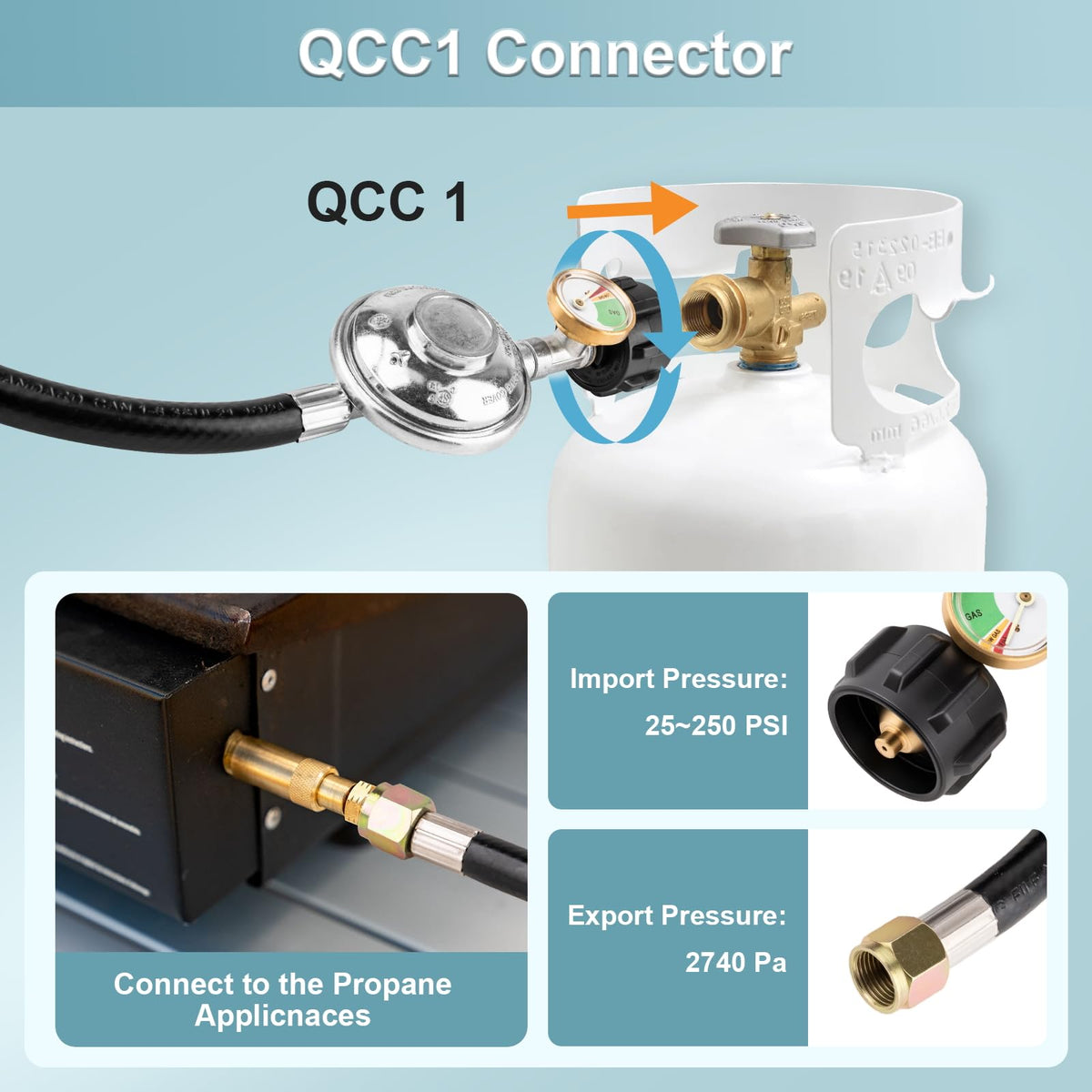 YEYETUO 3ft hose connection enables flexible setup for grills and pits