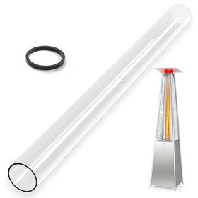 YEHERIT glass tube replacement for patio heaters shows 49.5-inch height and durable heat transfer
