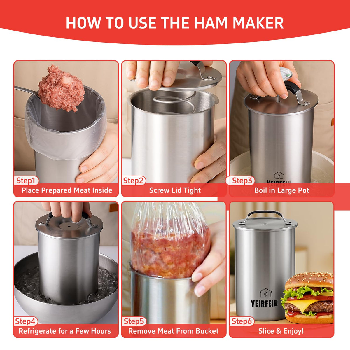YEIRFEIR dishwasher-safe parts – quick cleanup after busy weeknights.