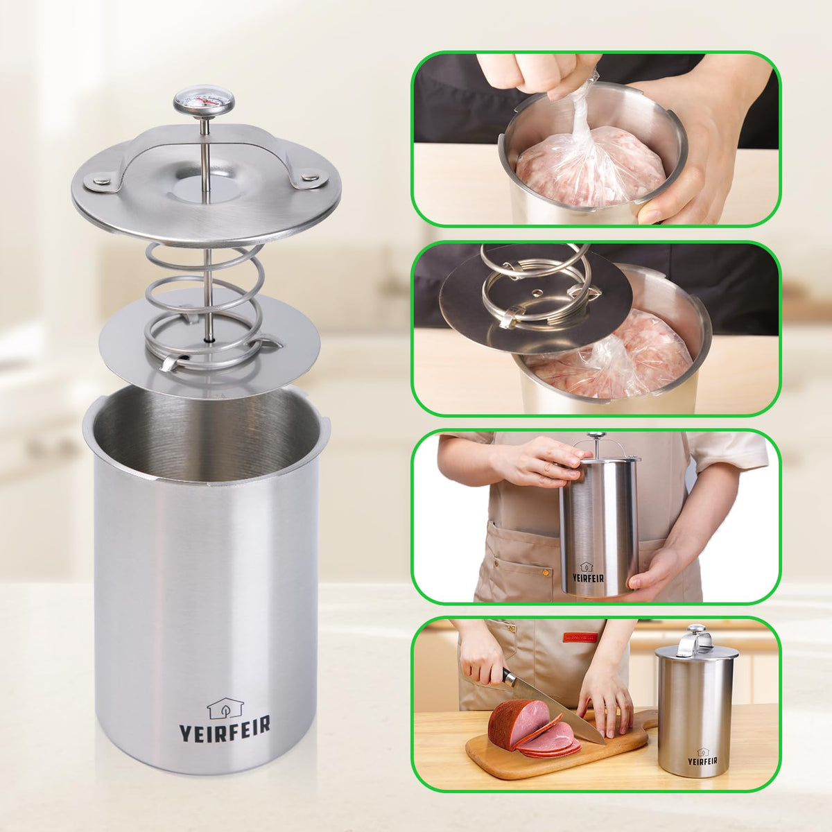 YEIRFEIR compact press setup helps streamline home deli meat prep