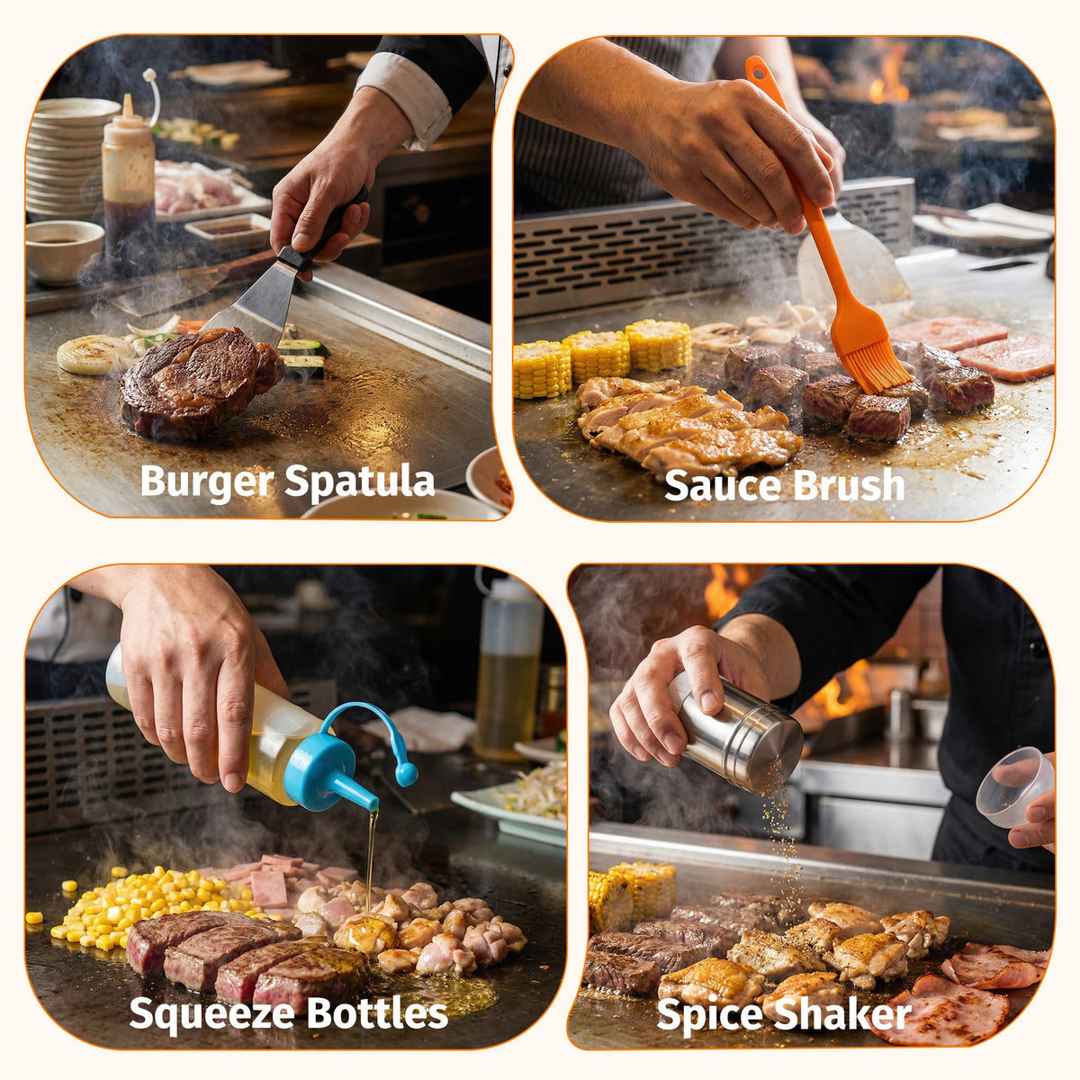 Yekale 17-piece griddle kit sauce brush for precise topping