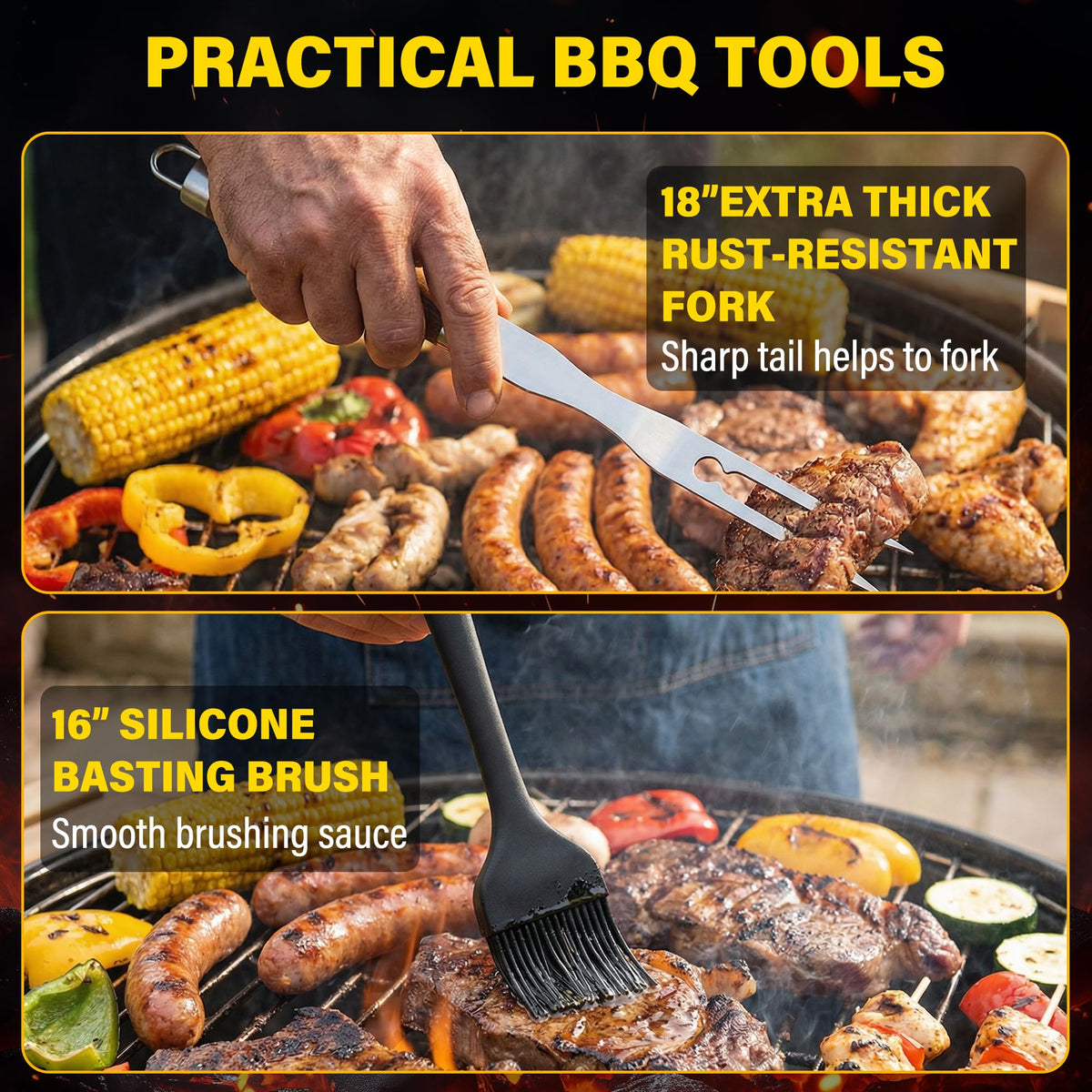 Yekale hanging holes keep grill tools organized and ready.