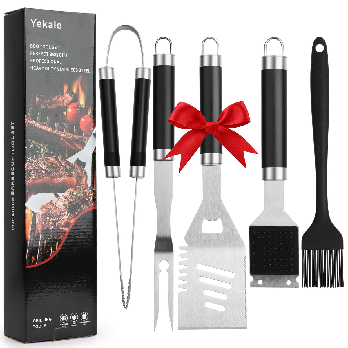 Yekale BBQ grill spatula with ergonomic grip for precise flipping
