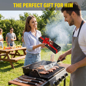 Yekale tongs with long reach for safe, hands free grilling