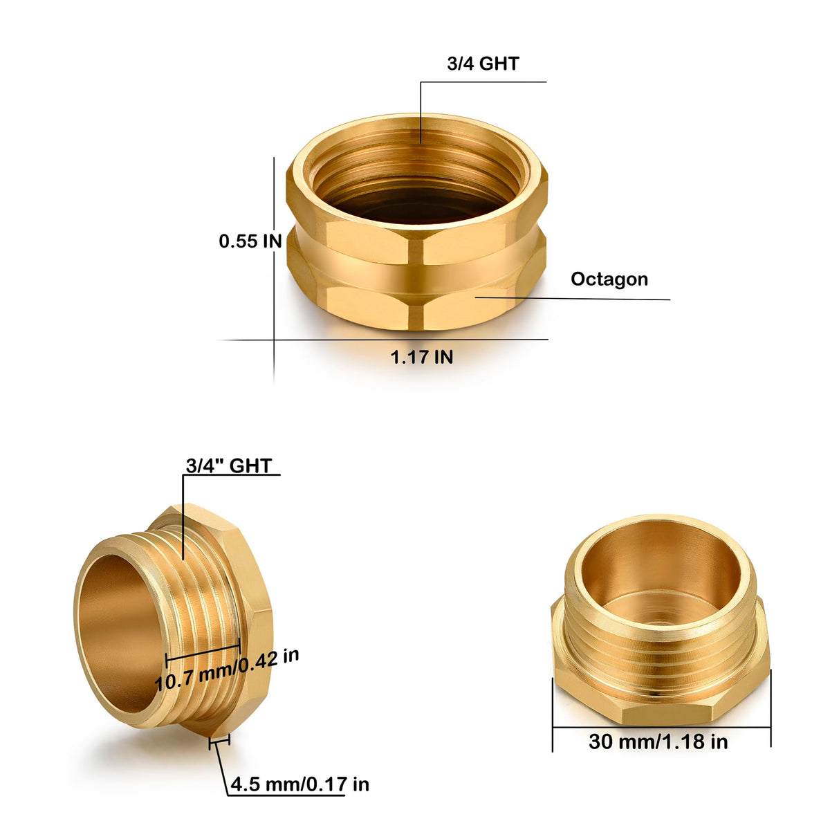 YELUN 3-4 inch brass end cap male plug for secure connections