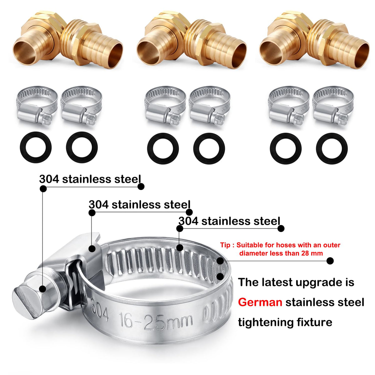 YELUN 3/4 inch garden hose fittings set with standard US thread