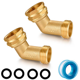 YELUN brass 45 degree hose elbow connector reduces hose strain.