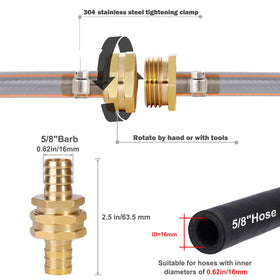 YELUN brass 5-8inch male-female fittings for quick, secure hose connections.