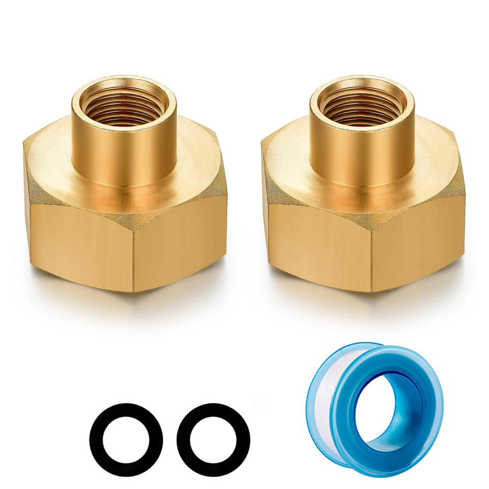 YELUN brass garden hose adapter front view showing 1/4 NPT to 3/4 GHT connection for irrigation