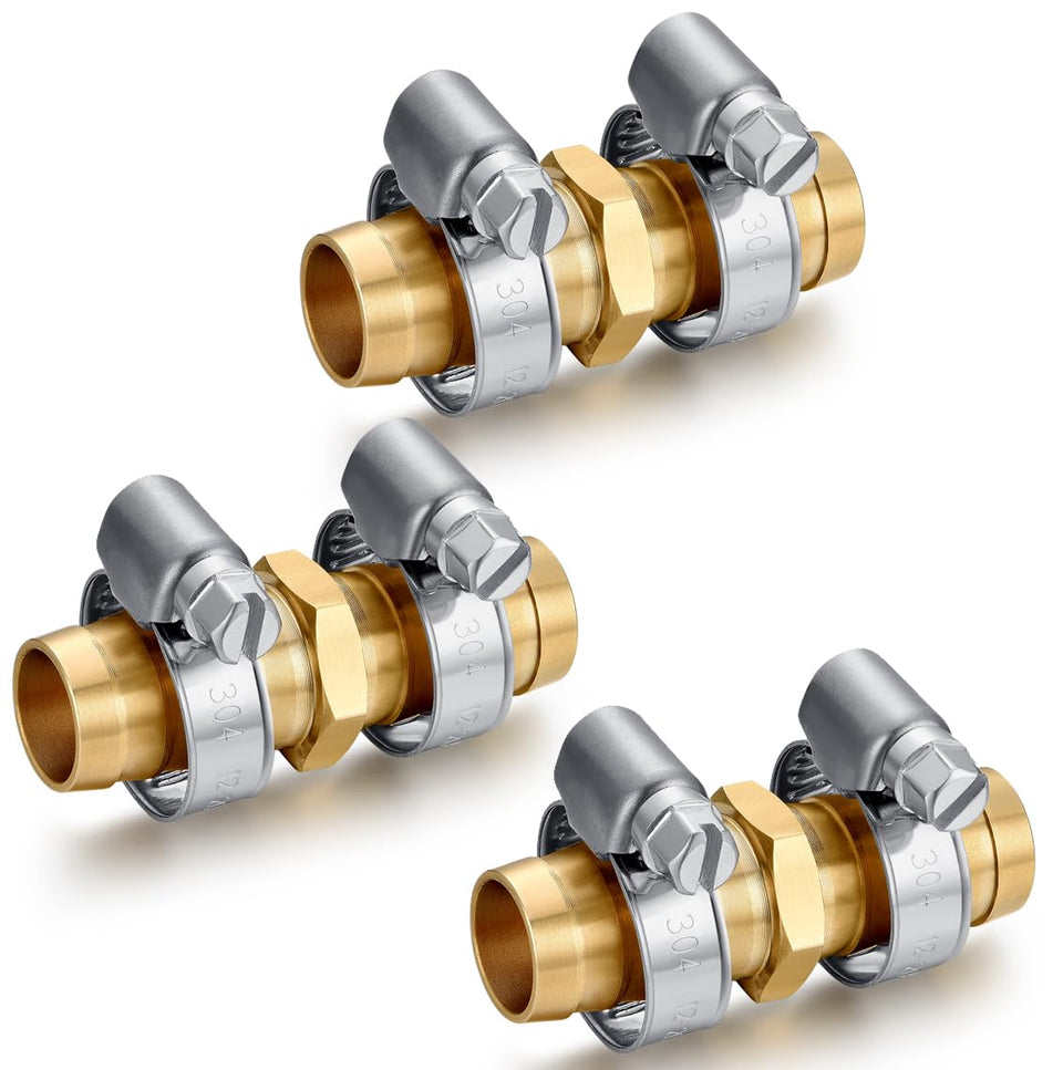 YELUN brass garden hose repair connector 3-set for quick, durable leaks sealing