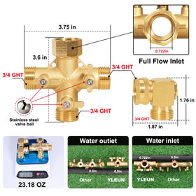 YELUN high-flow 3-way splitter delivers steady water to multiple outlets