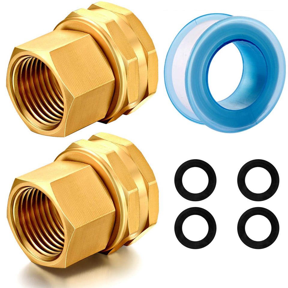 YELUN solid brass garden hose fittings connector showing durable exterior and heft.