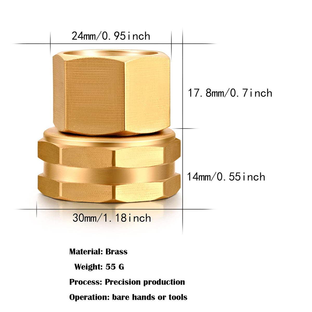 YELUN brass adapter converting hose ends for versatile connections.