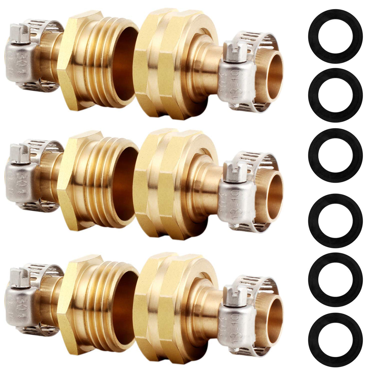 YELUN solid brass garden hose repair connector with clamps for a leak-free fix.