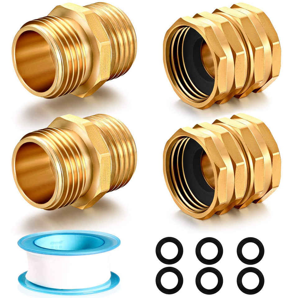 YELUN solid brass hose fittings with double male connectors for versatile, leak-minimizing connections.