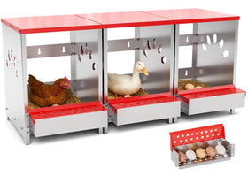 YENAM 3-hole metal chicken nesting box with roll-away design for clean collection.