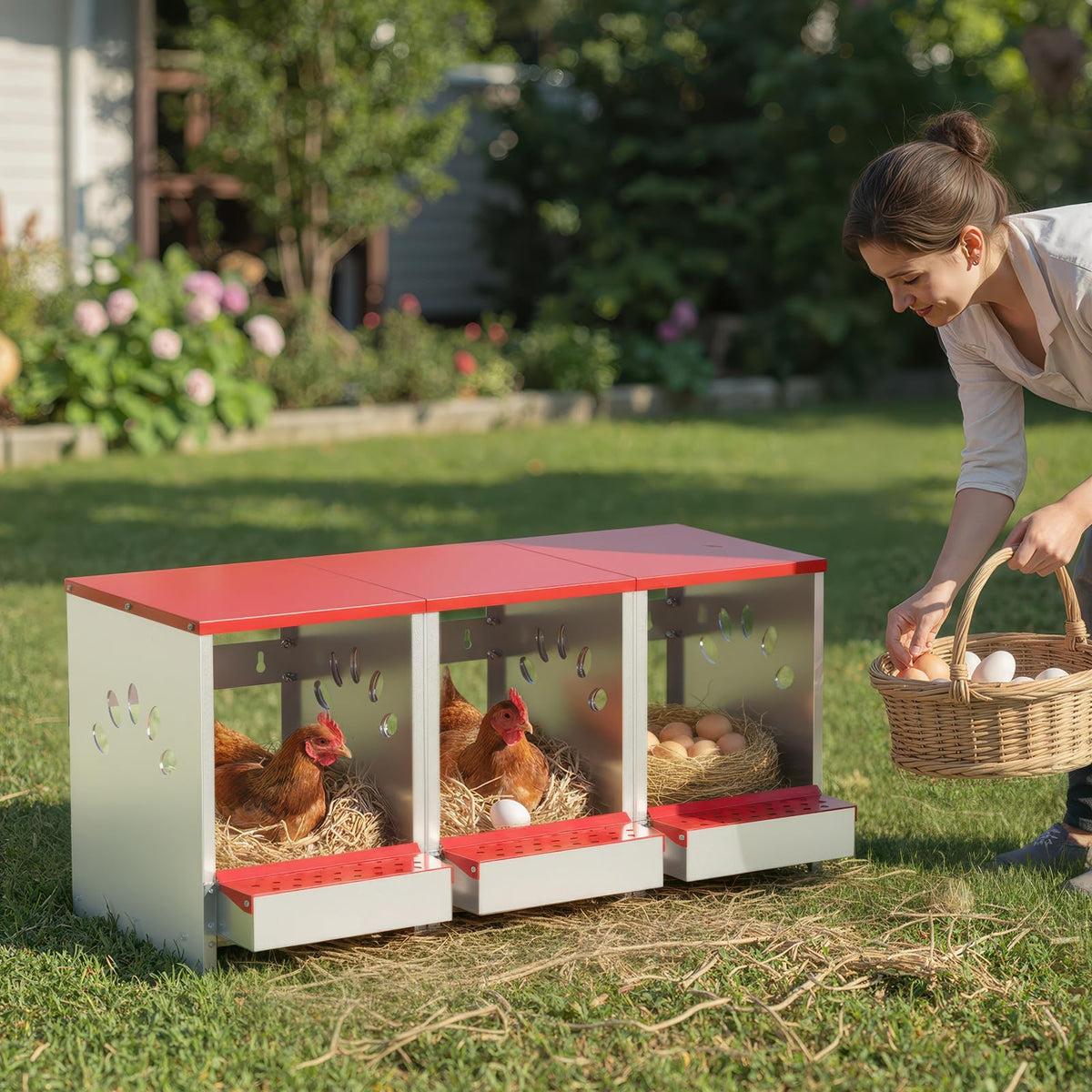 YENAM individual compartments provide privacy and reduce pecking during laying.