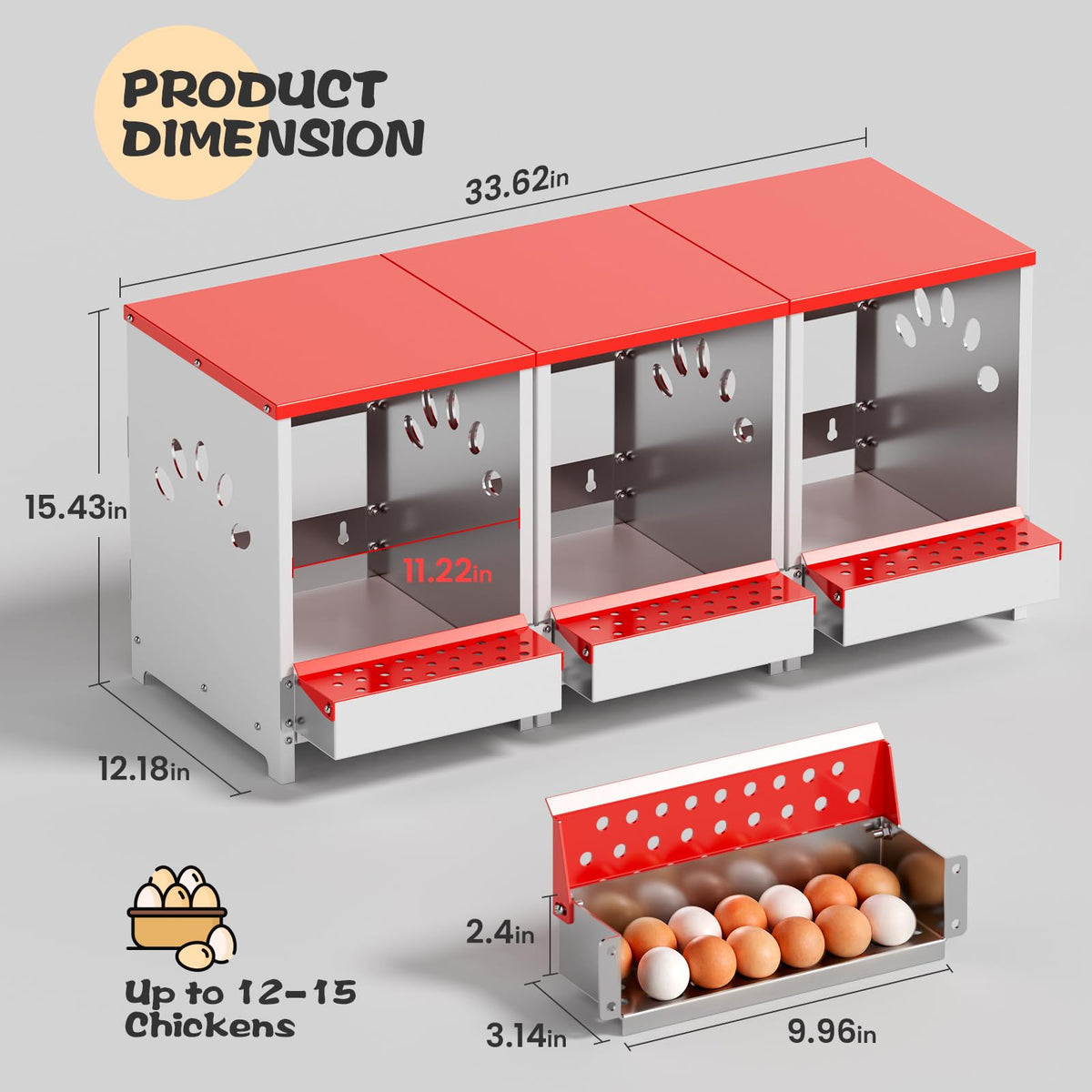 YENAM wall-mount nesting box saves coop space and improves airflow.