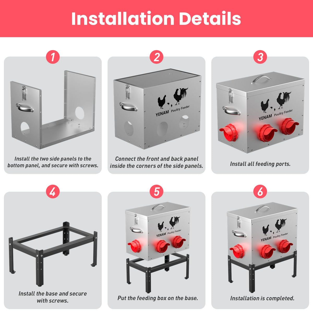 YENAM wide-mouth fill opening speeds refilling and simplifies cleaning.