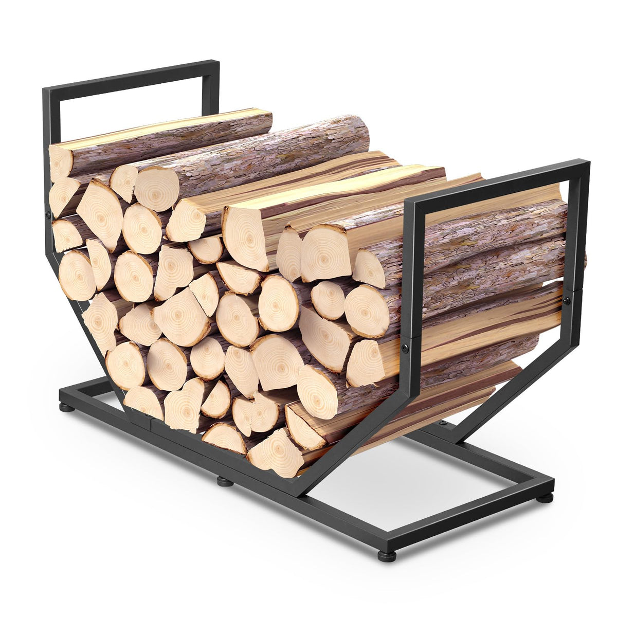 YENGOTH 31inch firewood rack shows ample indoor and outdoor capacity.