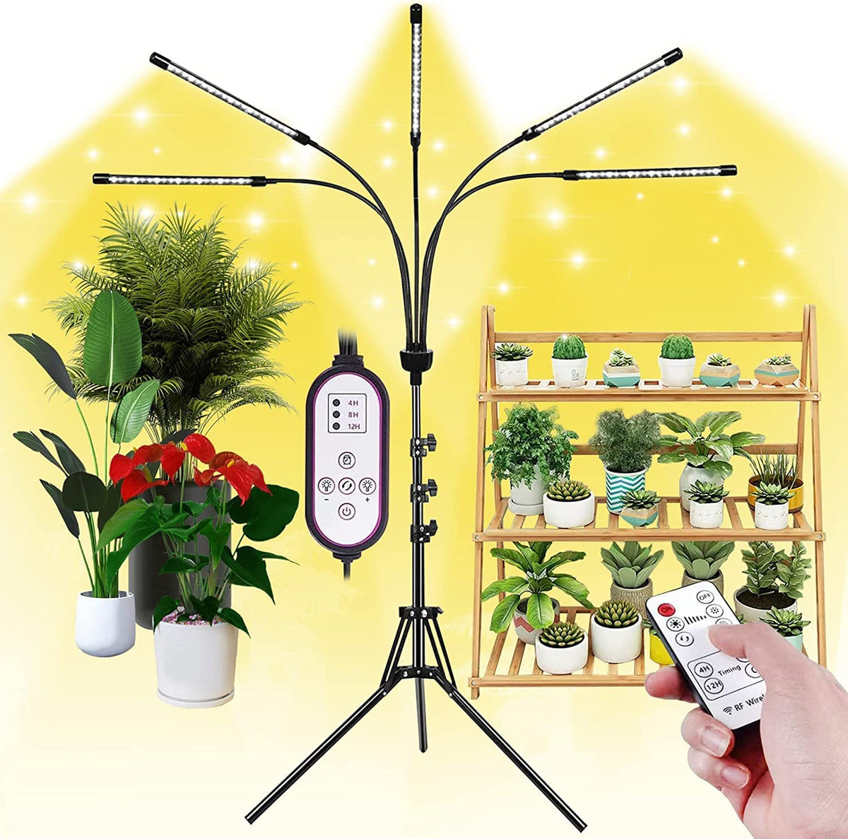 The yentbokj LED grow light on a stand offers quick setup and steady illumination.