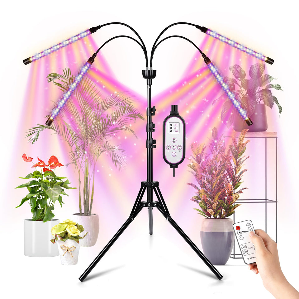 Yentbokj LED grow lights on tripod stand with extended height for tall indoor plants