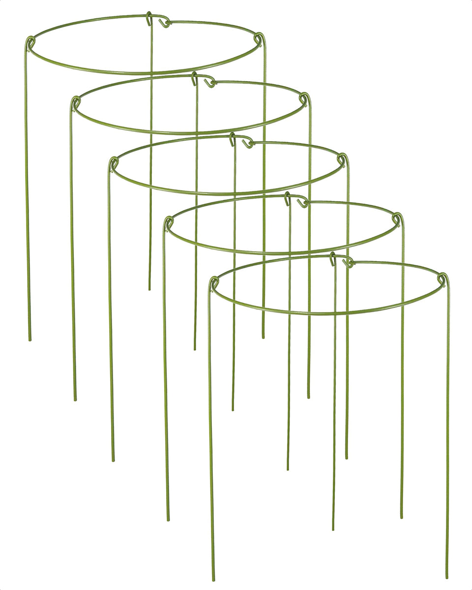 YEOAUM 5-pack metal stakes with weather-ready green rubber coating