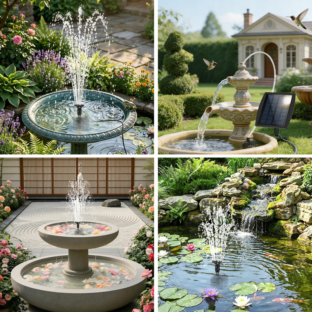 Yeomi garden water feature adds calming ambient water sound.