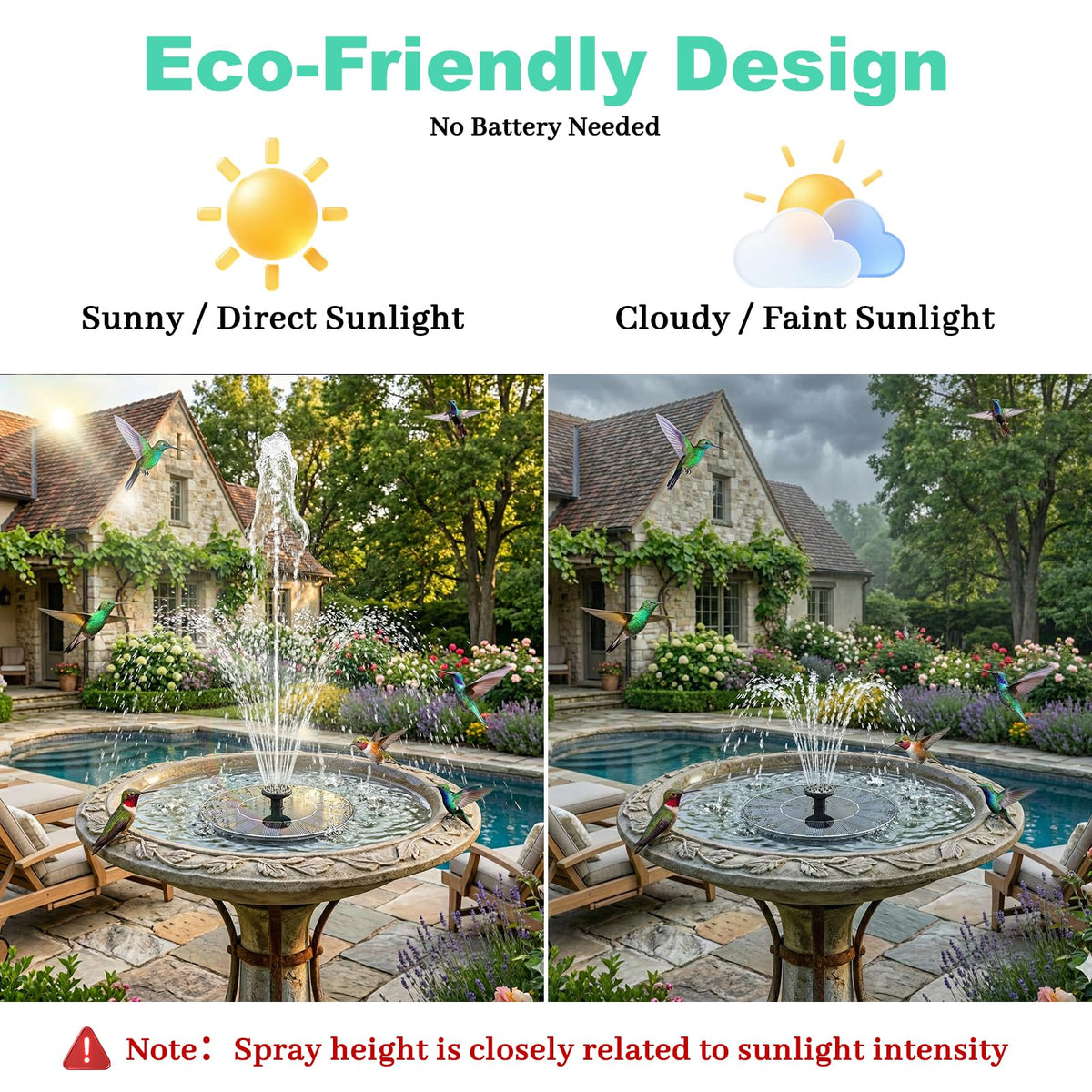 Yeomi fountain stays steady with fixed retainers in breeze and wind.