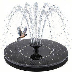 Yeomi Solar Fountain floats on water, creating a gentle garden fountain for birds.