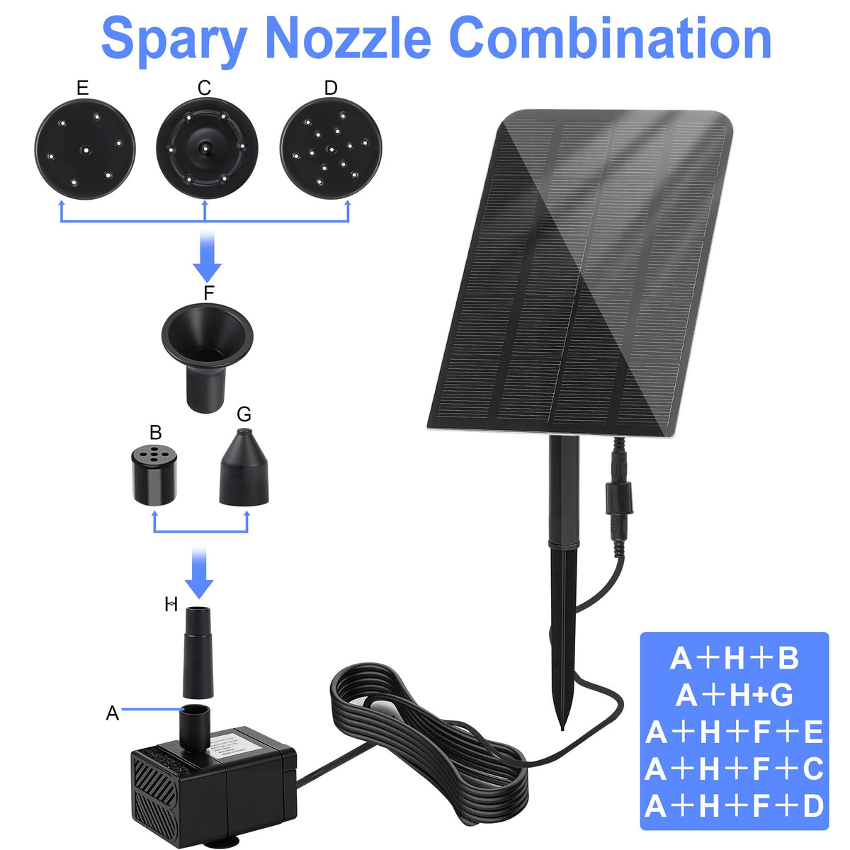 Yeomi five-nozzle spray set demonstrating varied water shapes for garden decor.