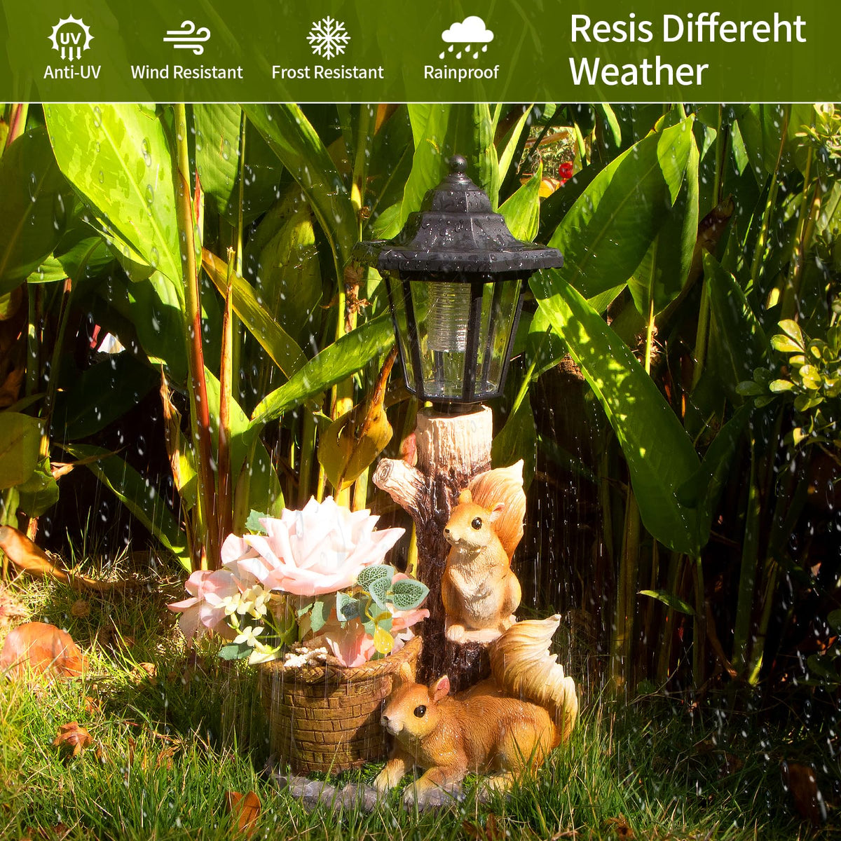 YEPOTUE garden ornament combines planter and lantern for versatile use.