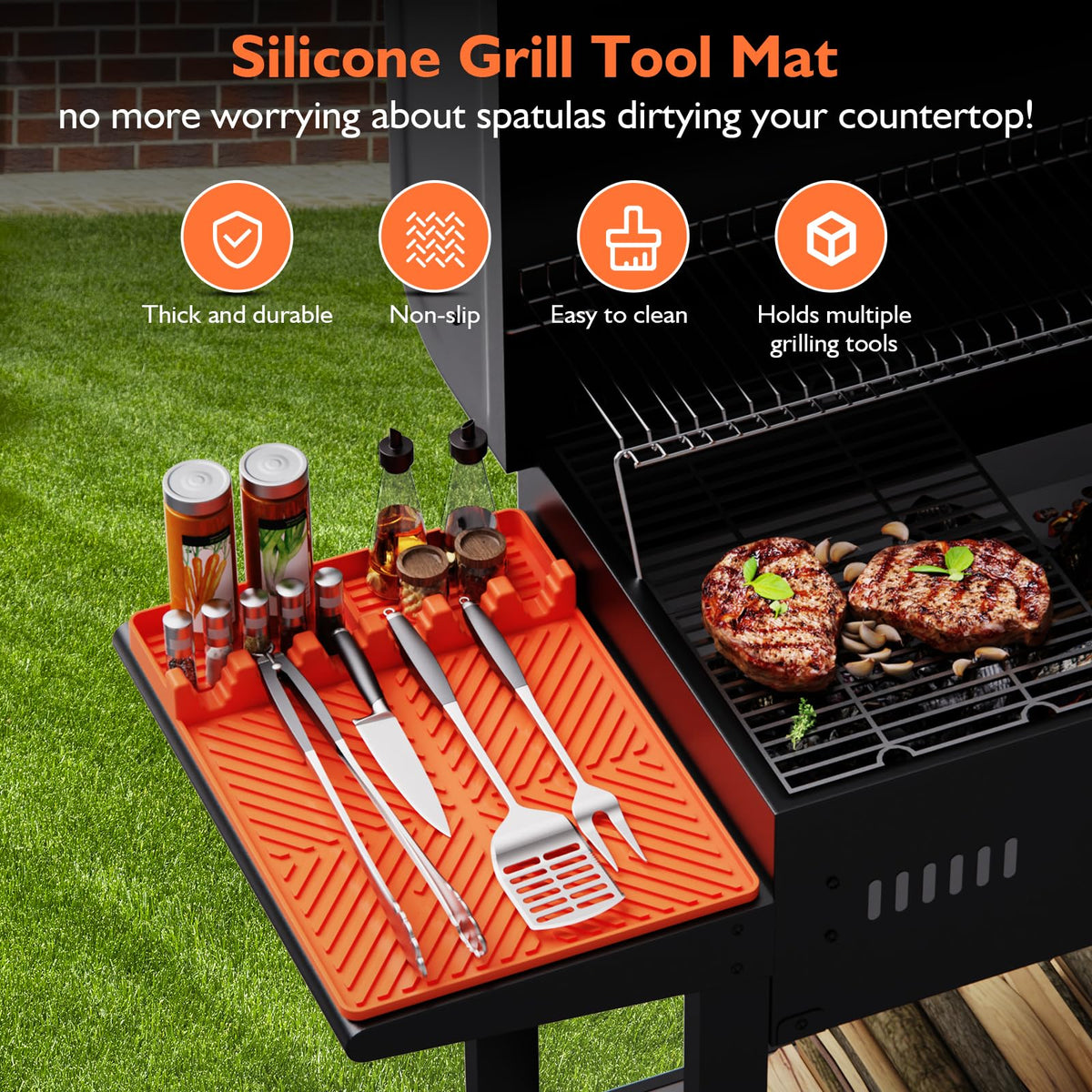 YESCOO anti-slip bottom keeps the mat steady on counters during cooking.