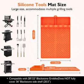 YESCOO 16x11.5 inch mat fits Blackstone griddles for home use.