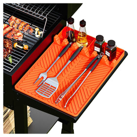 YESCOO silicone griddle mat on a Blackstone grill, non-stick protection.