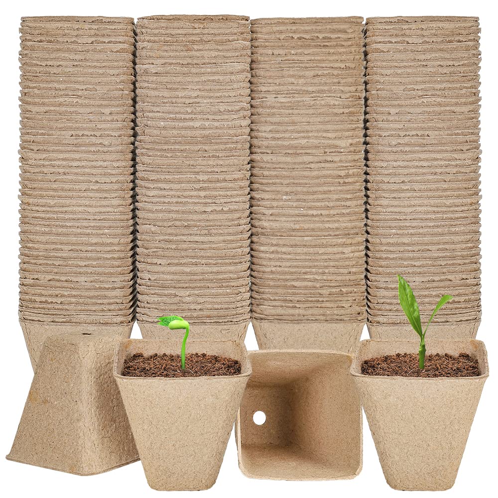 YESIACE square peat pots for seed starting, biodegradable and transplant-friendly.