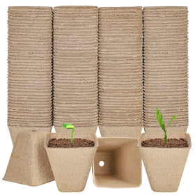 YESIACE square peat pots for seed starting, biodegradable and transplant-friendly.