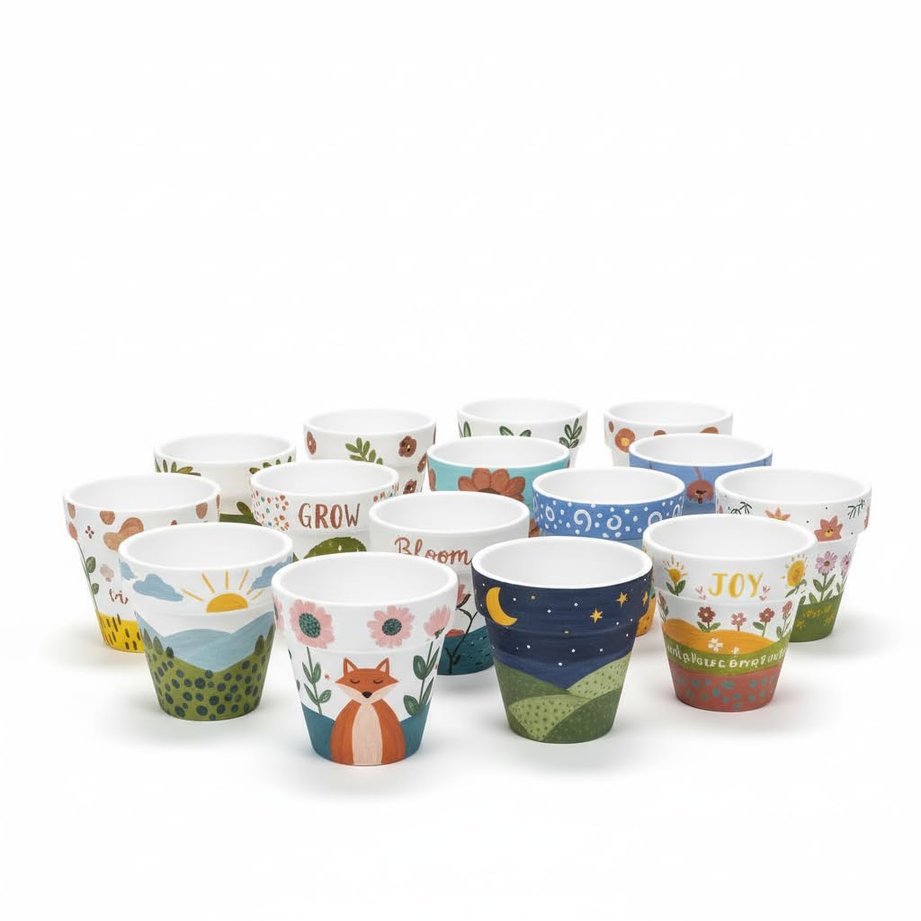 YESIACE packaging white terracotta pot shown in recyclable packaging.