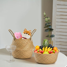 Laundry storage solution with Yesland seagrass basket and handles.