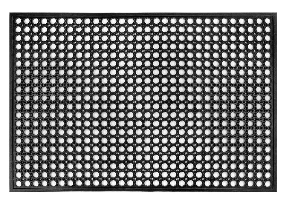 Yesland rubber door mat with drainage holes for wet entryways and slip resistance.
