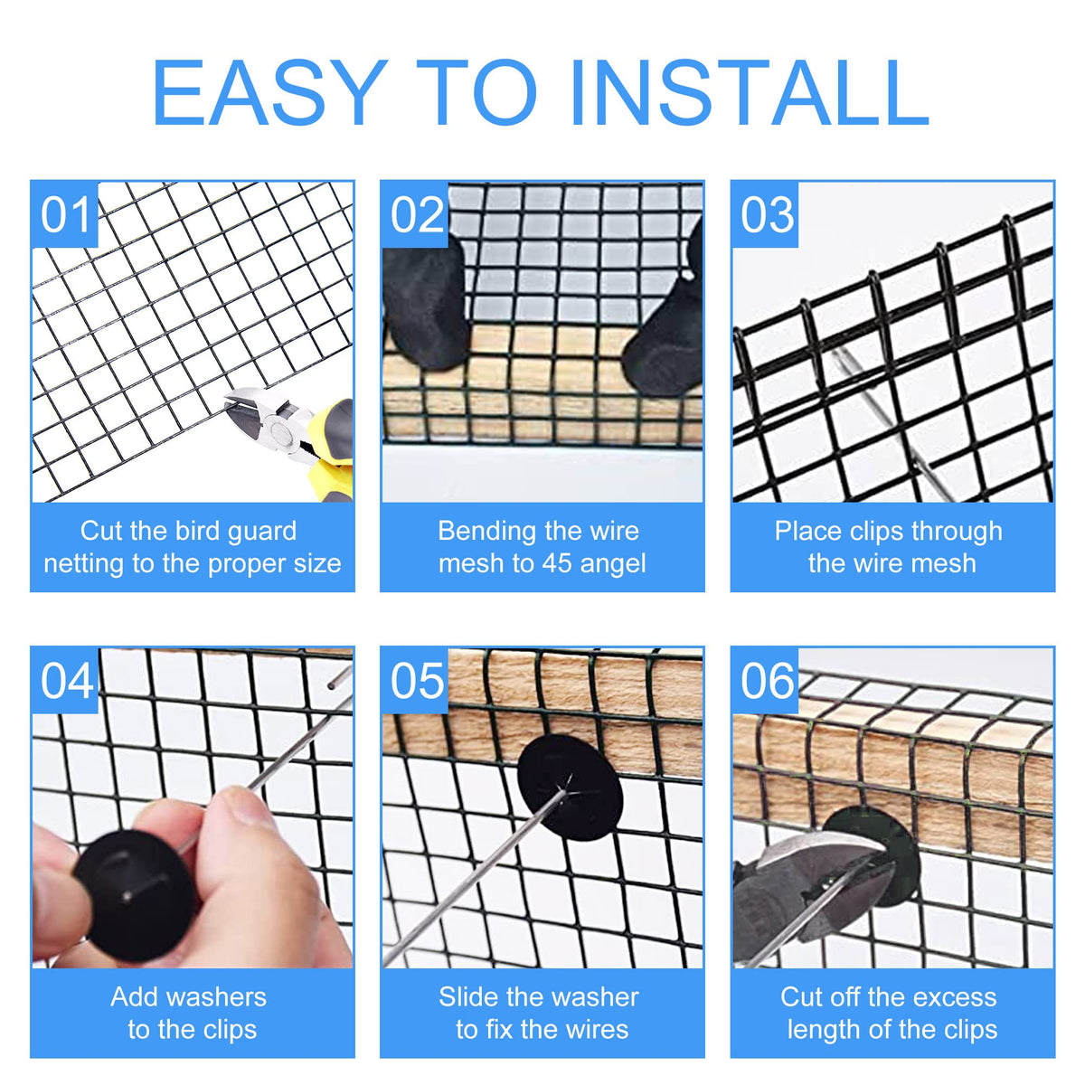 YESON Heavy-duty scissors cutting mesh to fit corners and edges