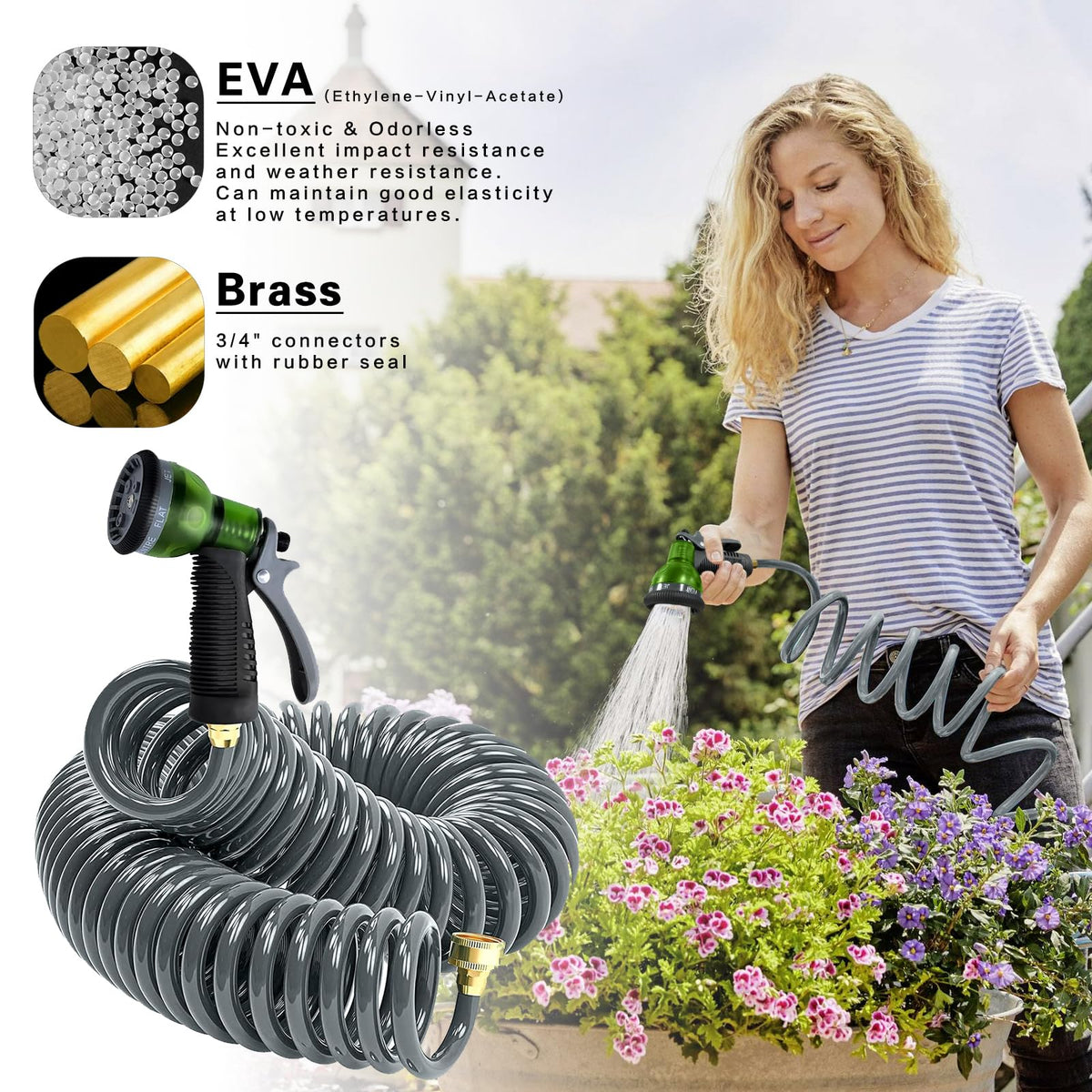 YESTAR 3/4in brass connector for secure, leak-free attachment.