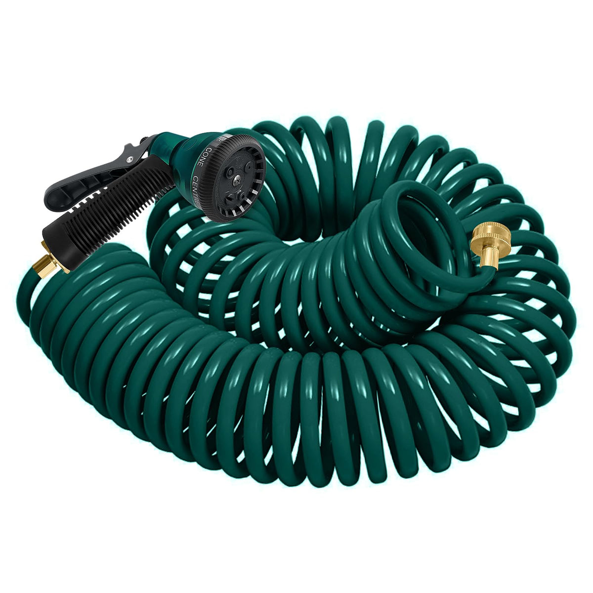 YESTAR coil hose 25ft neatly coiled for compact storage and quick watering.