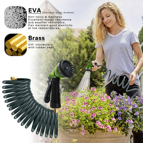 YESTAR coil hose with 3-4 brass connector for secure fittings.
