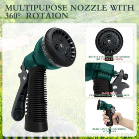 YESTAR 7-pattern spray nozzle demonstrates versatile watering options for garden beds and vehicles.