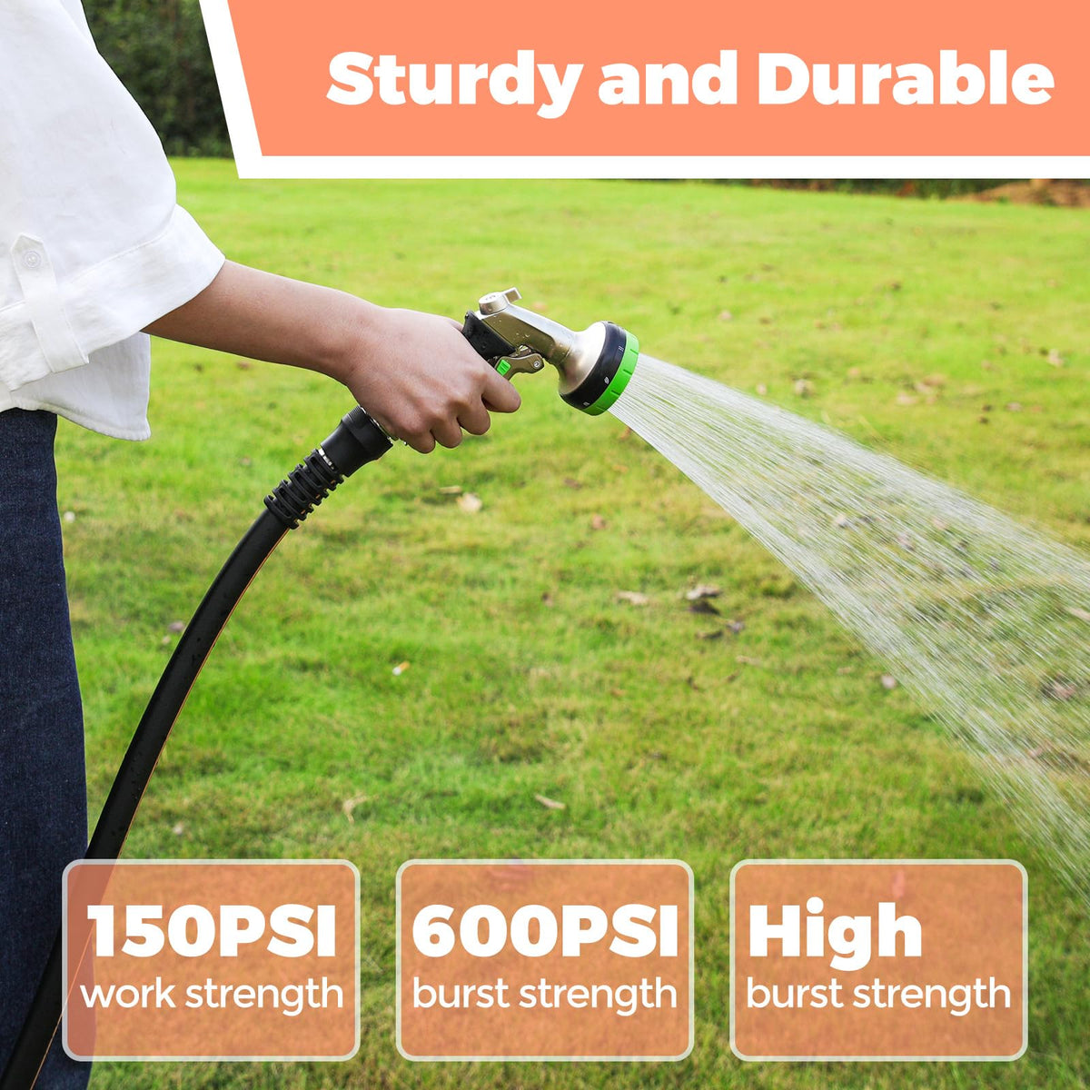YESTAR garden hose 50ft flexible braid mid-layer for easy maneuvering.