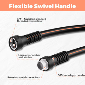 YESTAR garden hose 50ft leak-proof connector securely controlling water flow.