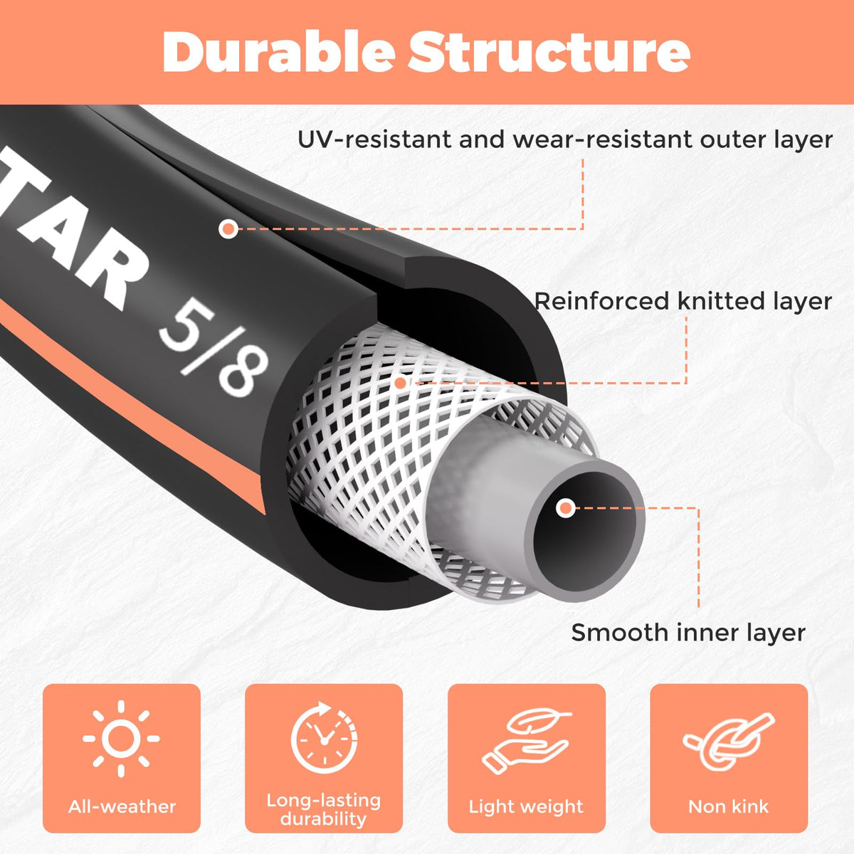YESTAR garden hose 50ft with swivel handle enabling tangle-free setup.
