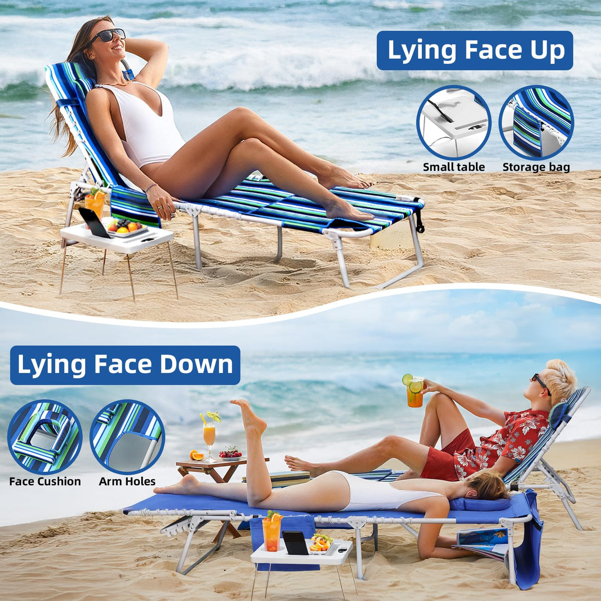 Yestomo lie-flat length of 75 inches for full-length lounging
