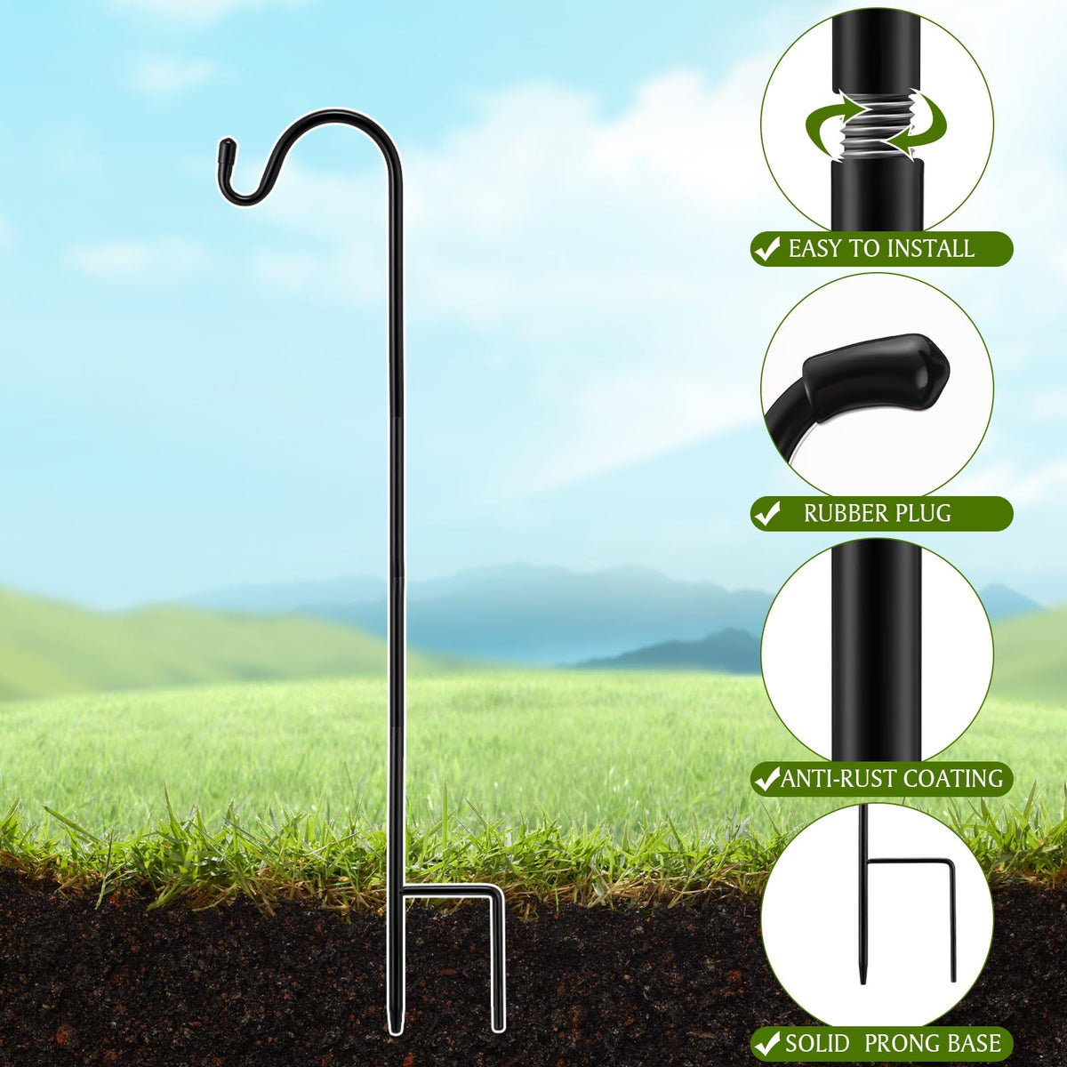Yetene outdoor bird feeder hook (24in) for garden setups.